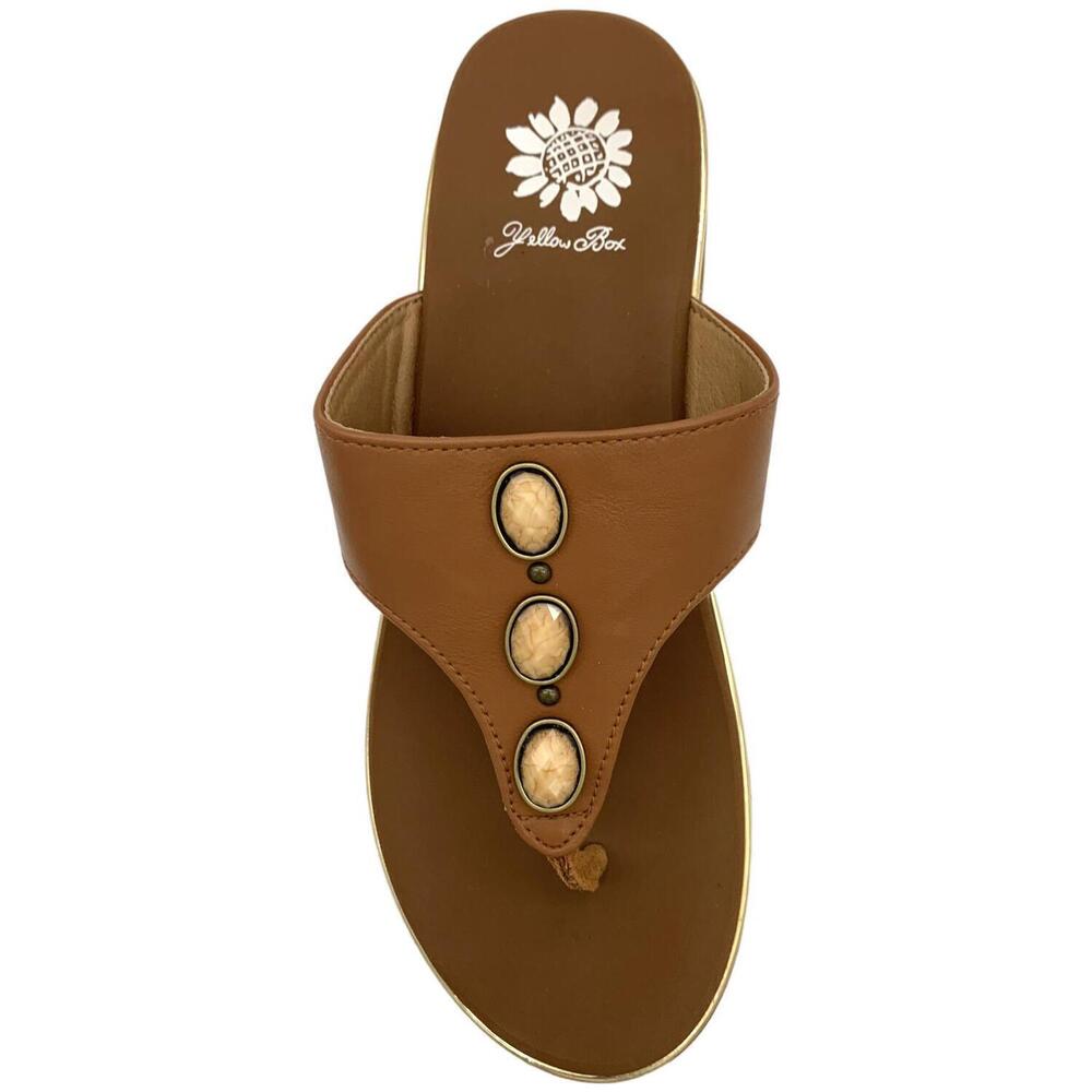 Yellow Box Women's Daize Slip-On Wedge Thong Sandals Tan - Medium - Picture 2 of 3